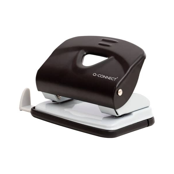 5705831142176 - Bürolocher KF14217 schwarz grau bis 18mm 20 Blatt mit Anschlagschiene 5705831142176 Q-connect