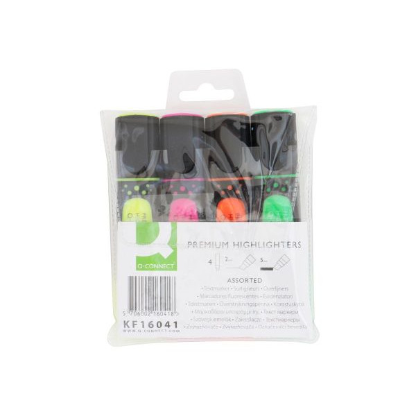 5706002160418 - Textmarker-Set Premium KF16041 Etui 4-farbig sortiert 2-5mm Keilspitze 5706002160418 Q-CONNECT 4 Stück