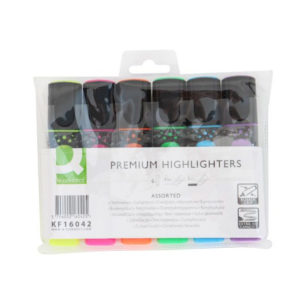 5706002160425 - Textmarker-Set Premium KF16042 Etui 6-farbig sortiert 2-5mm Keilspitze 5706002160425 Q-CONNECT 6 Stück