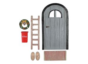 5706207324394 - Det Gamle Apotek Wichteltür Set grau mit Zubehör 18 cm mehrteilig