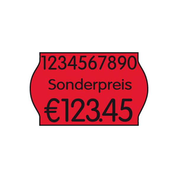 5706230129485 - Preisetiketten 70-21M-S-035 26x16mm leuchtrot permanent 14400 Etiketten 12 Rolle