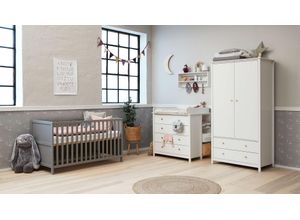 5706459177519 - Wandregal THUKA Luna Babyregal Wandboard Babyzimmer weiß Regale B H T 816cm x 316cm x 15cm Kinderegal mit Messingknöpfen Ablagefläche B816cm H316cm T15cm