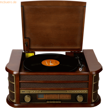 5706751030567 - Retro-Schallplattenspieler mit eingebauten Lautsprechern und Verstärker - Radio-CD-Player - MCR50 -Holz