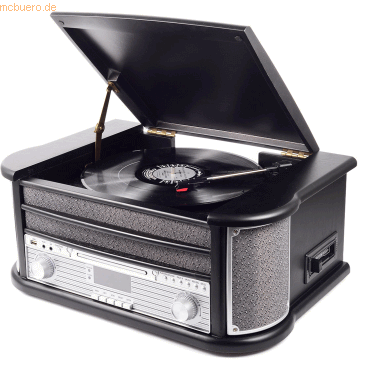 5706751049286 - Retro-Schallplattenspieler - Eingebaute Lautsprecher und Verstärker - DAB-Radio - Radio-CD-Player - MRD51 - Holz