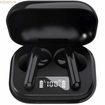 5706751053825 - Wireless Earbuds mit Ladeetui - Drahtlose Ohrhörer - Touch Control - Batterieanzeige - Bluetooth - TWE38 - Schwarz