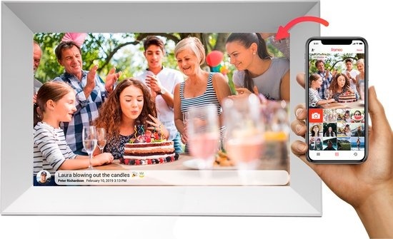 5706751060601 - Digitaler Fotorahmen FULL HD 101 Zoll - Frameo App - Fotorahmen - 16GB - IPS Touchscreen - PFF1063 -Weiß