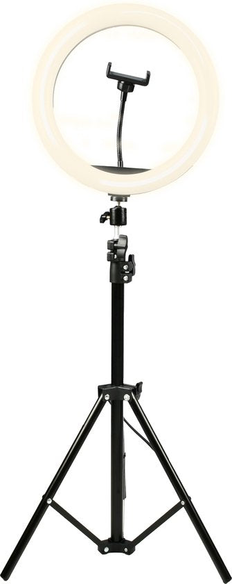5706751063541 - Ringlicht mit Stativ 12 Zoll - Tiktok Lampe mit Telefonhalterung - 160 LEDs Ringlicht - RLT1201 - 210cm 5706751063541 - Ringlicht mit Stativ 12 Zoll - Tiktok Lampe mit Telefonhalterung - 160 LEDs Ringlicht - RLT1201 - 210cm