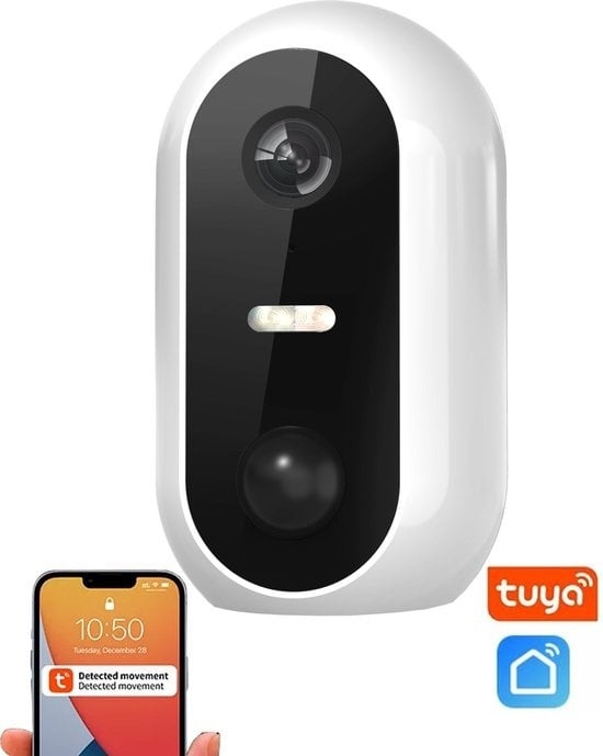 5706751070792 - Sicherheitskamera Wireless Outdoor - Kamera mit Nachtsicht - Tuya App - WiFi - Full HD - 1080P - Bewegungserkennung - Einfach zu installieren - IOB209 - Weiß