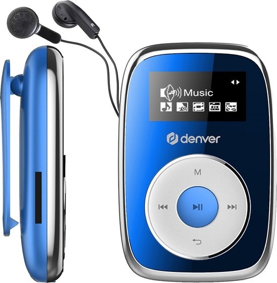 5706751071164 - MP3-Player inkl Ohrhörer - 32GB - Shuffle-Modus - Kinder & Erwachsene - Befestigungsclip - AUX - MicroSD - MPS316 - Blau