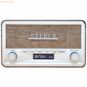 5706751072192 - DENVER Digitalradio (DAB+) DAB-18 Radios integrierter DAB+ und FM-Tuner Bluetooth braun (braun weiß) Digitalradio (DAB+)