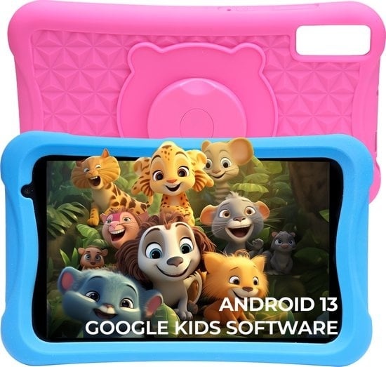 5706751072239 - Kinder-Tablet - Android 13 - Kindersicherung - 4GB RAM - 64GB interner Speicher - 8 Zoll - Inkl blauer und rosa Tablet-Hülle - 2 Jahre Garantie - TIO80105K