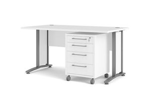 5706887841624 - Ebuy24 - Prisme Schreibtisch mit Rollcontainer weiss - Weiß