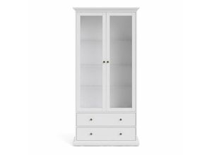 5706887977217 - Ebuy24 - Venedig Vitrinenschrank 2-Türig mit 2 Schubladen Breite 97 cm Höhe 201 cm weiß