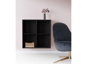 5706953012217 - Regal HAMMEL FURNITURE Mistral Hochwertig Hängeregal Wandregal Regale Gr B H T 70 cm x 70 cm x 27 cm 4 St schwarz (schwarz gebeizt) Hammel Furniture 2 feste Einlegeböden Wandmontage stehend montierbar Breite 70 cm