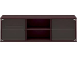 5706953297621 - Lowboard HAMMEL FURNITURE Mistral Hochwertig Schrank hängend stehend montierbar Sideboards Gr B H T 133 cm x 42 cm x 325 cm rot (bordeaux) Lowboards mit zwei Glastüren Wandmontage stehend montierbar Breite 133 cm