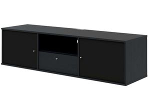 5706953325690 - TV-Board HAMMEL FURNITURE Mistral Fernsehschrank Medienmöbel Hängend Sideboards Gr B H T 1615 cm x 416 cm x 45 cm 1 schwarz (schwarz gebeizt) TV-Lowboards Türen mit Akustikstoff Schublade Lowboard B 1615 cm