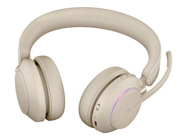 5706991022810 - Evolve2 65 MS Telefon Over Ear Headset Bluetooth® Stereo Beige Lautstärkeregelung Batterieladeanzeige Mikrofon-Stummschaltung