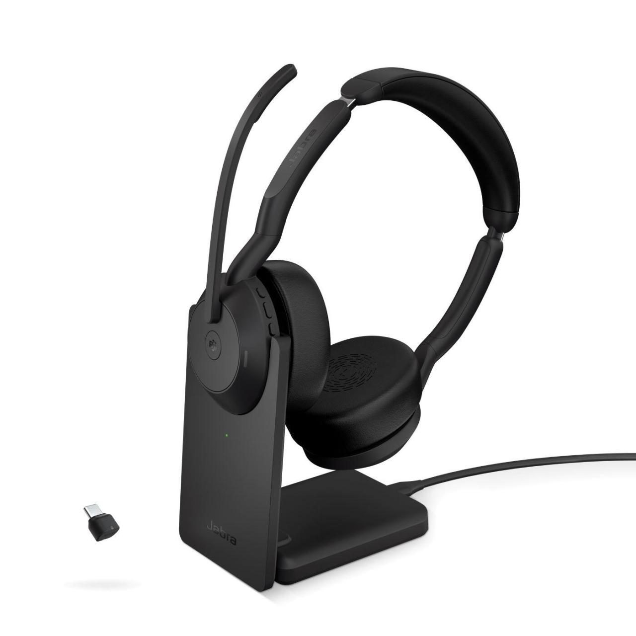 5706991027570 - Evolve 2 55 MS Stereo Computer On Ear Headset Bluetooth® Stereo Schwarz Noise Cancelling Mikrofon-Rauschunterdrückung inkl Lade- und Dockingstation