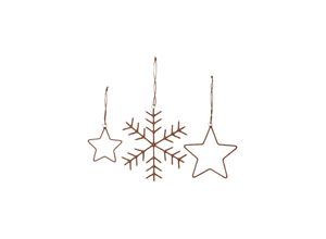 5707644776777 - House Doctor Dekoanhänger Snowflakes & Stars L 142 x 161 x 03cm M 113 x 116 x 03 cm S 72 x 82 x 03cm 3er Set braun