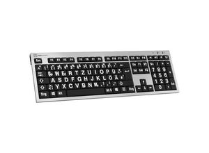 5707795008147 - XL-Print Kabelgebunden Tastatur Deutsch QWERTZ Grau Multimediatasten USB-Hub Geräuscharme Tasten