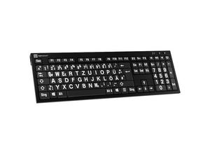 5707795009489 - LOGICKEYBOARD Slimline-Tastatur XL-Print White on Black DE (PC Nero) Tastaturen schwarz (schwarz weiß)