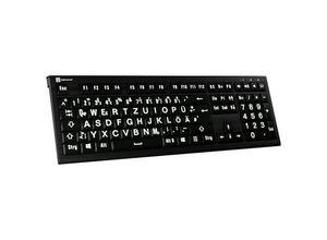 5707795018429 - XL-Print Kabelgebunden Tastatur Deutsch QWERTZ Schwarz Multimediatasten USB-Hub Geräuscharme Tasten