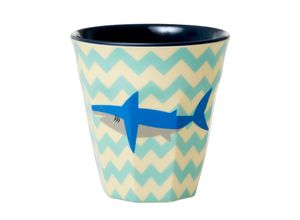 5708315208566 - Melamin-Becher MEDIUM - SHARK PRINT in blau