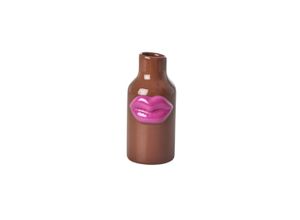 5708315244489 - RICE Kleine Keramik Vase Lipstick Höhe 14 Ø 65 cm Braun