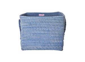 5708315263442 - RICE Quadratischer Raffia Aufbewahrungskorb 30 x 30 x 25 cm blau