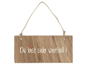 5709898338442 - Holzschild Du bist sehr wertvoll 15 x 66 cm