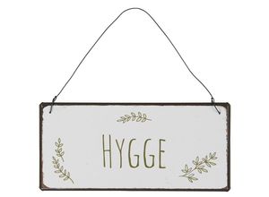 5709898354657 - Ib Laursen Metallschild Hygge grüne Schrift 15 x 7 cm