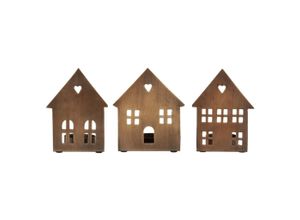 5709898363000 - Ib Laursen Kerzenhalter für Teelicht Hausfassade 3er Set 9 x 55 x 106 cm gold