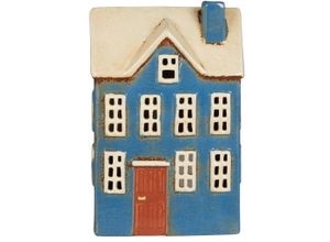 5709898367091 - Keramikhaus für Teelicht Nyhavn blau mit brauner Tür 10 x 75 x 205 cm