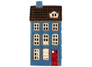 5709898367176 - Keramikhaus Teelicht My Home Town blau mit roter Tür 10 x 75 x 205 cm