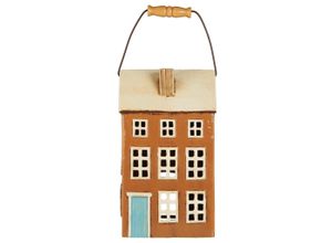 5709898371258 - Keramik Haus für Stumpenkerze Nyhavn mit Holzgriff 172 x 13 x 31 cm braun