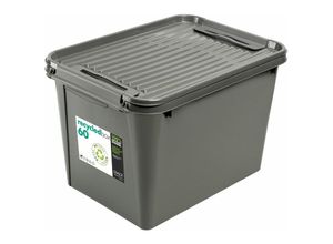 5710255101814 - Plast1 - Aufbewahrungsbox Recycled Deckel 60L Grau Allzweck Rollenbox Spielzeugkiste