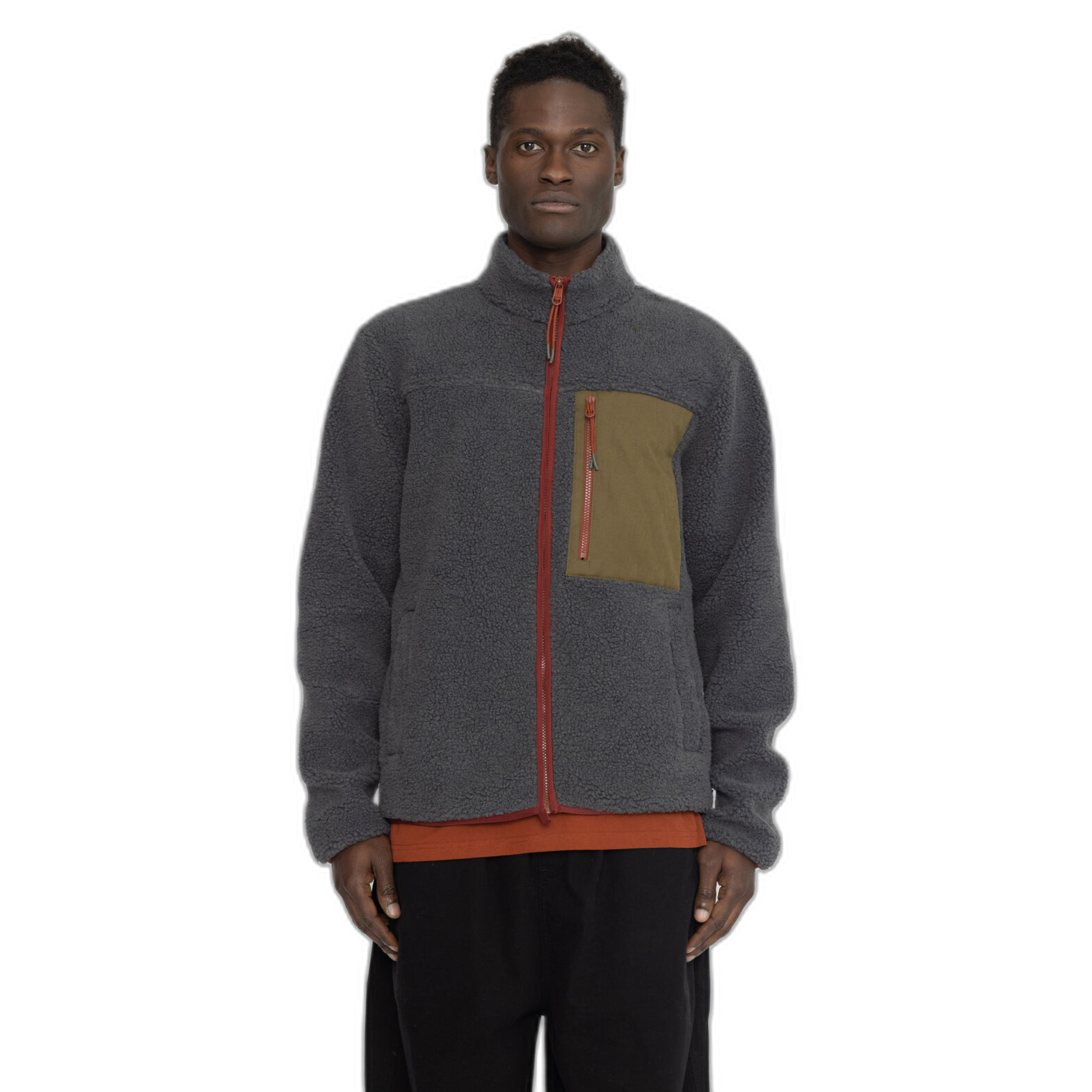 5710864750755 - Kurze Plüschjacke mit kontrastierender Brusttasche Revolution