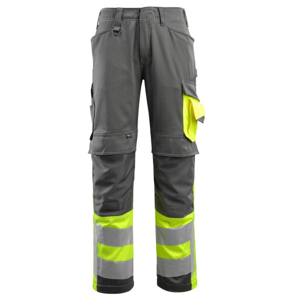 5711074294244 - MASCOT® unisex Warnschutzhose Leeds dunkelanthrazit gelb Größe 56