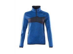 5711074672103 - ACCELERATE Fleecepullover mit kurzem Reißverschluss Damenpassform 18053 Gr XS azurblau schwarzblau - azurblau schwarzblau