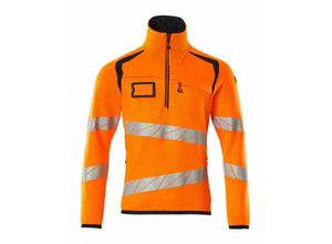 5711074791392 - Strickpullover mit kurzem Reißverschluss m hi-vis orange schwarzblau - Mascot