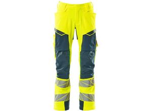 5711074796465 - Hose mt Knietaschen ultimate stretch Gr 76C51 hi-vis gelb dunkelpetroleum - Mascot