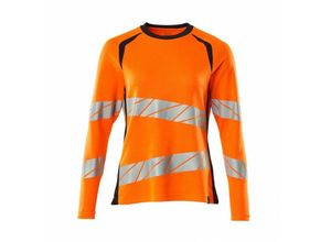 5711074802289 - T-Shirt Langarm Damenpassform T-shirt Gr 2XLONE hi-vis orange schwarzblau - Mascot