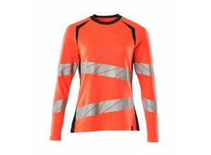 5711074803484 - T-Shirt Langarm Damenpassform T-shirt Gr 2XLONE Hi-vis rot schwarzblau - Mascot