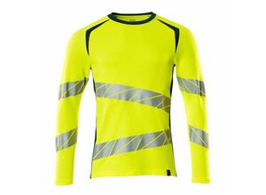 5711074813551 - T-Shirt Langarm moderne Passform T-shirt Gr 2XLONE hi-vis gelb dunkelpetroleum - Mascot