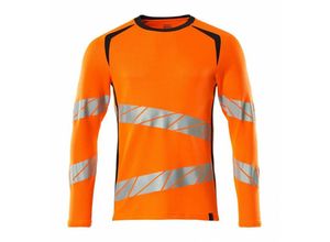 5711074813667 - T-Shirt Langarm moderne Passform T-shirt Gr 4XLONE hi-vis orange schwarzblau - Mascot