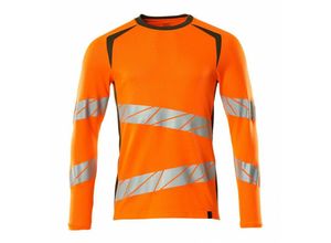 5711074813742 - T-Shirt Langarm moderne Passform T-shirt Gr 3XLONE hi-vis orange moosgrün - Mascot