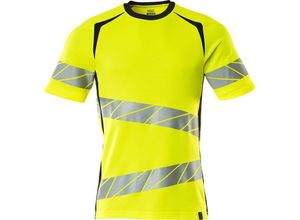 5711074814091 - Accelerate safe T-Shirt Premium 19082 Warnschutz Arbeitsshirt Warnshirt Farbe Hi-vis Gelb Schwarzblau Größe 2XL - Mascot