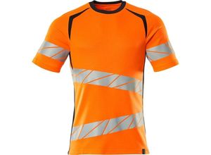 5711074814367 - Accelerate safe T-Shirt Premium 19082 Warnschutz Arbeitsshirt Warnshirt Farbe Hi-vis Orange Schwarzblau Größe 2XL - Mascot