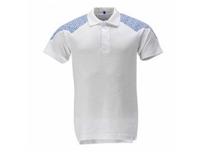 5711074861743 - Polo-Shirt Kurzarm Polo-shirt Gr 2XL weiss azurblau - Mascot