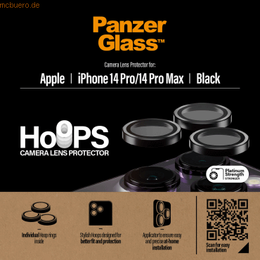 5711724011412 - Hoops Camera Lens Protector iPhone 14 Pro | 14 Pro Max | Black